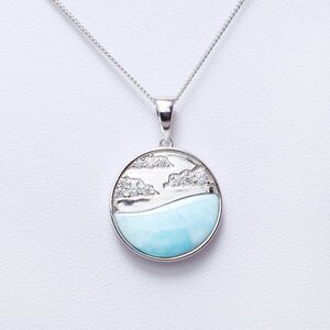 Larimar Gemstone Necklace Jewelry | 925 Sterling Silver Gemstone Necklace